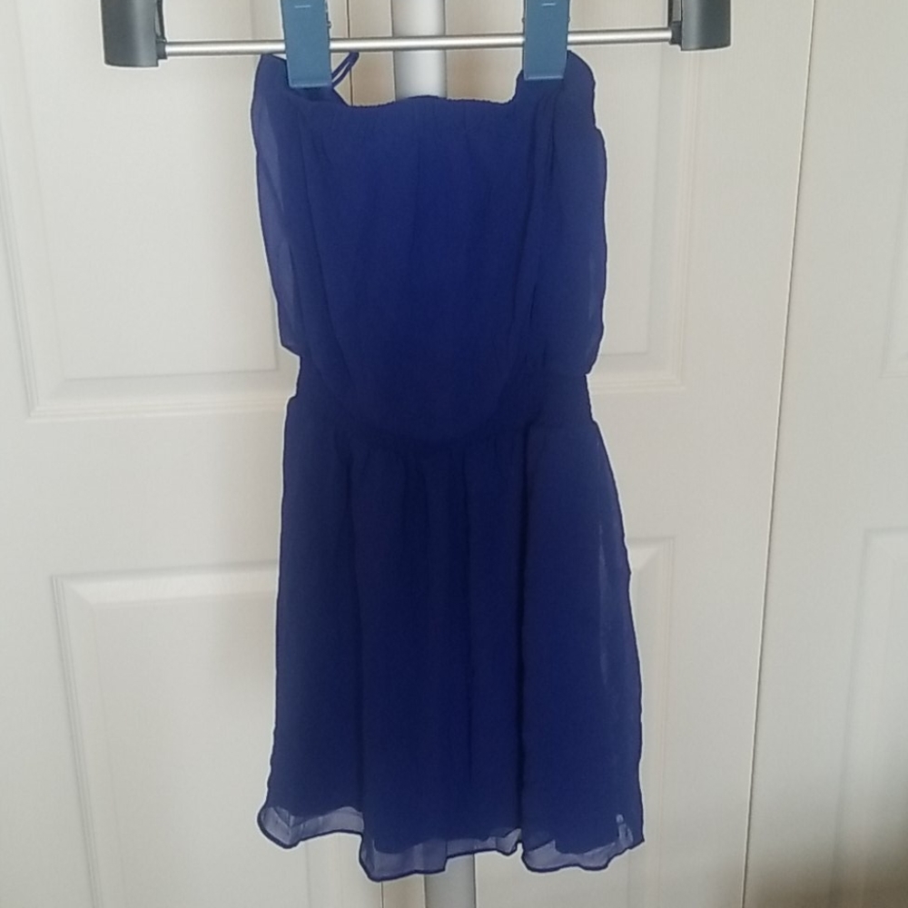 Express Royal Blue Strapless Mini Dress - Picture 2 of 4